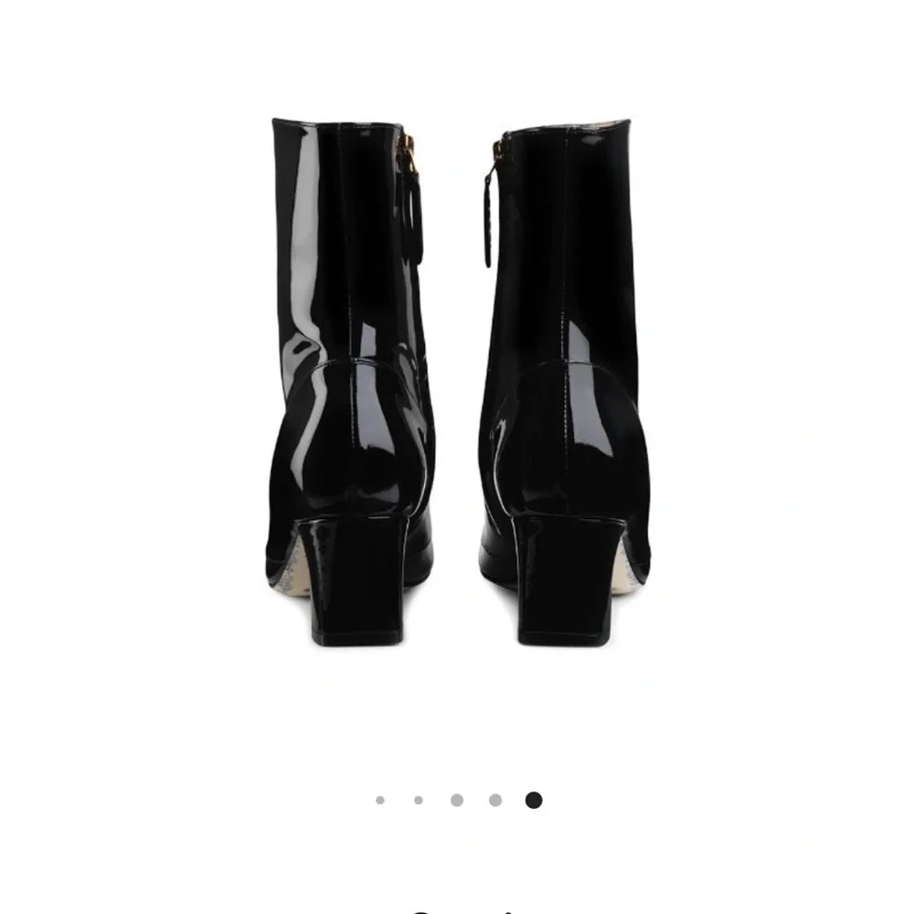 GUCCI 100% authentic,Bootie Leather Vitello Vernice, soft Nero Marmont, GG NWT - Picture 10 of 16